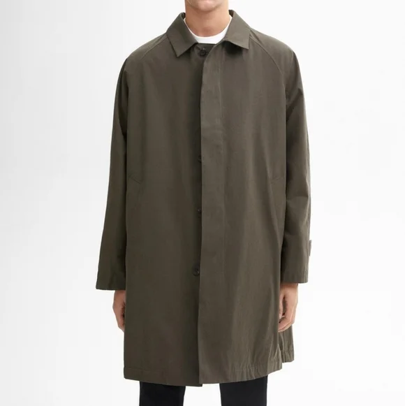 Zara Short Cotton Trench Car Coat Jacket Chocolate Brown Men's Size XL - Picture 1 of 14